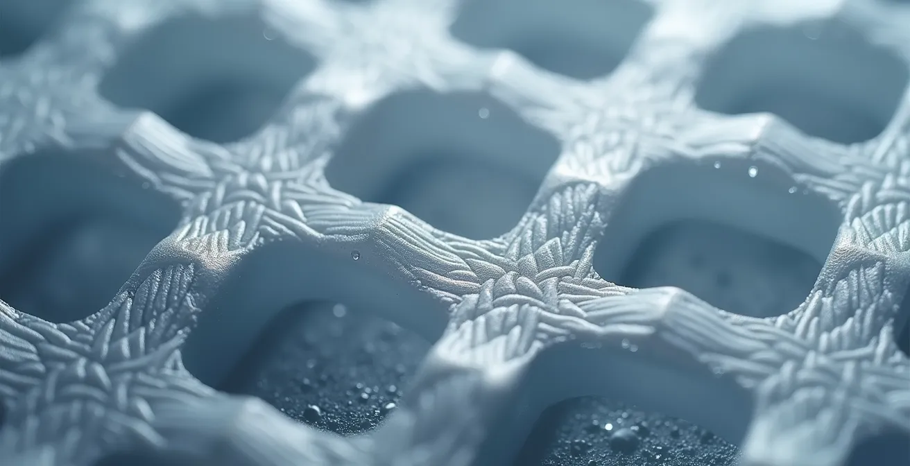 Gros plan macro sur la texture tissée de fibres de verre imprégnées de résine polyester