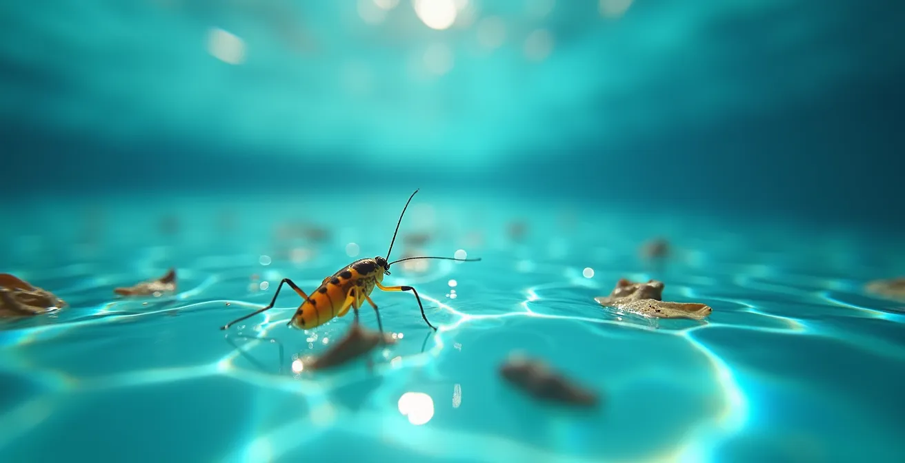 Vue détaillée des différentes zones d'une piscine nécessitant un entretien régulier